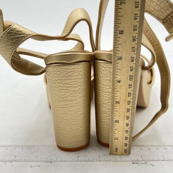 FYS Gold Open Toe Platform Ankle Strap Sandal Chunky High Heel Buckled Sandals - Picture 5 of 8